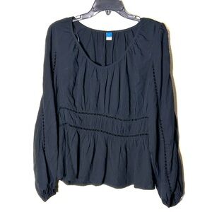 Old Navy Top Shirt Womens L Peasant Milkmaid Peplum Long Sleeve  Lightweight